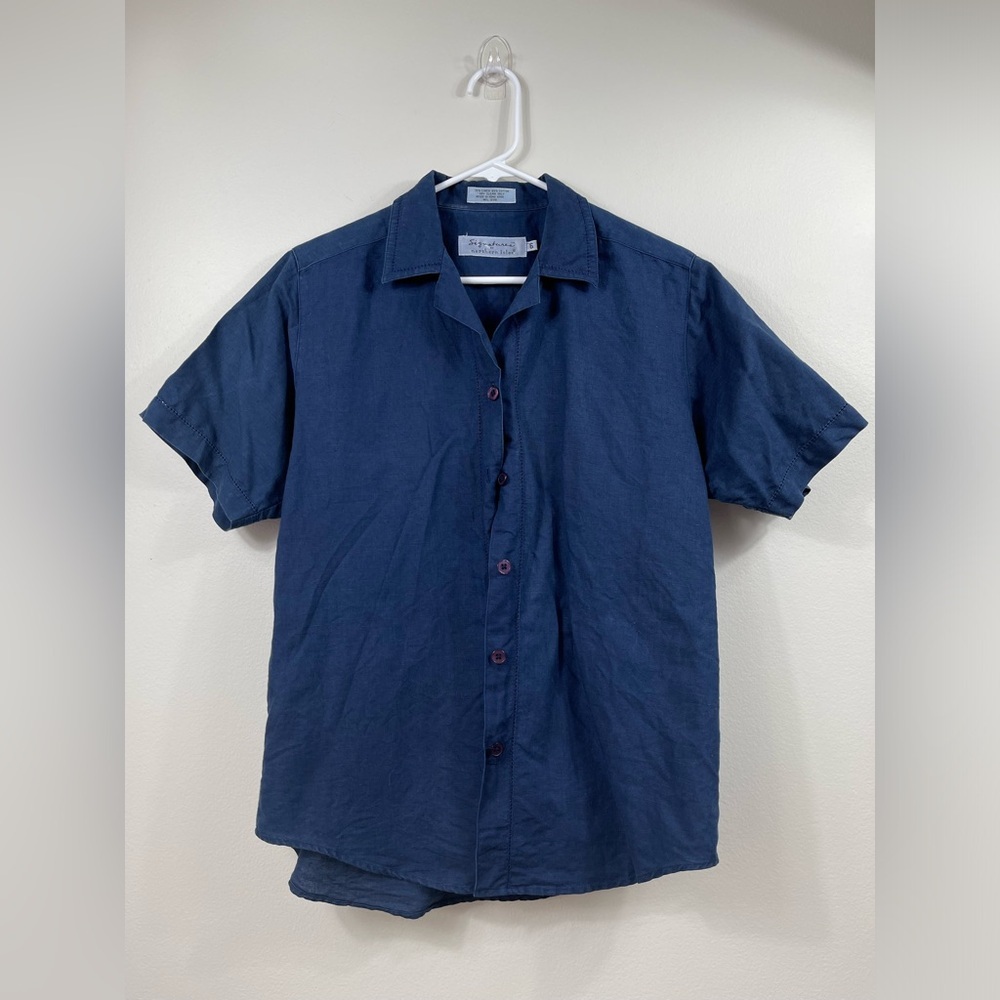Signatures by Northern Isles Vintage Women's Blue Short Sleeve Shirt Size 6